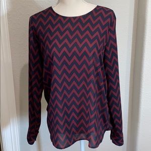 Navy and red chevron top
